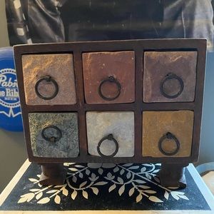 Small jewelry box with stone front drawers